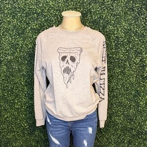 Freeze Heather Gray Skull Pizza Sweater